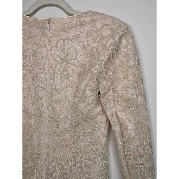 NWT TADASHI SHOJI Plunge Neck Long Sleeve Jacquard Floral Sequin Minidress 6 - Picture 10 of 16